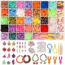2500 件/40 槽套件，适用于 DIY 彩色橡皮筋手链工艺品、儿童益智玩具 - 彩色 - 查看 1