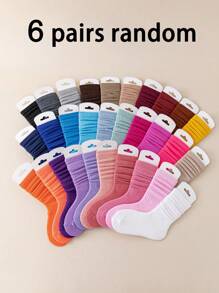10 Pairs/Set Children's Casual Solid Color Socks, Girls' Candy-Colored Cute Pink Sweet Princess Style Socks, Versatile Four-Season Children's Socks,Random Colors
