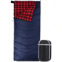 Cotton Flannel Sleeping Bag For Camping Backpacking, Adults Cold Weather Envelope Sleeping Bags With 2/3/4lbs Filling - 黑色 - 查看 1