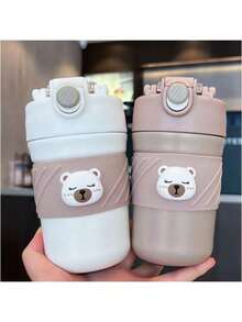 420ml Cute Stainless Steel Thermal Cup, Teddy Bear Carton - Coffee Tea Water Bottle - 304 Stainless Steel - Màu nâu - Xem 2