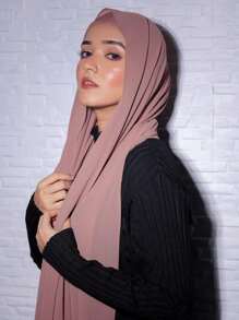 1 件女士海滩配饰纯色海滩雪纺长围巾，头巾，适合日常佩戴头带柔软头巾适合 Abaya 女士面纱 - 珊瑚粉 - 查看 2