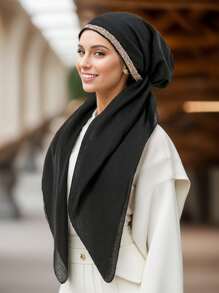 1 pieza Pañuelo musulmán de mujer de color liso, pañuelo de cabeza ligero y sencillo de moda, hiyab conservador para oración, transpirable