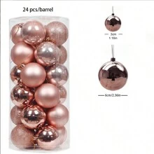 24pcs 1.18in/3cm & 2.36in/6cm Plastic Round Shiny Ornament Balls, Christmas Decorations For Home Use Best Gifts Birthday