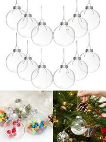 6Pcs Christmas Transparent Ball Plastic Christmas Trees Open Ball Box Bauble Ornament Wedding Gift Present Party Home Decoration
