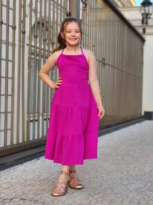 Children's And Youth Dress Three Marias Girl's Dress Launch Summer - 玫瑰紅 - 查看 3