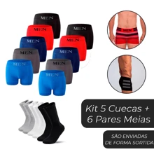 Kit 5 Microfiber Men's Briefs + 6 Pairs Of Men's Socks - 彩色 - 查看 5