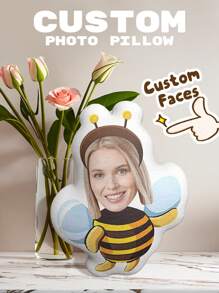 1pc Custom Throw Pillow - Personalized Photo | Adorable Animal And Funny Styles | Ideal Gifts For Him, Her, Boyfriend, Girlfriend, Dad, Mom, Family, And Friends | Perfect For Indoor Decor - Sofa, Bed, Car, Tea Room, Bedroom, Living Room | Unique Face Pillow For Valentine's Day, Mother's Day, Birthdays, Children's Day, Father's Day, Anniversaries, Graduation, Weddings, Christmas | Available In Various Sizes Unique For Housewarming