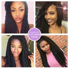 Crochet Hair Senegalese Twist 10/14/18 Inch 1/6 Packs Jumbo Crochet Havana Twist Hair For Pre Looped 2X Knotless Twist Crochet Hair , 1B - Black - View 7
