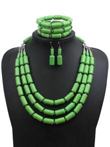 1pc Fashion Handmade Multi-Layered Retro Beaded Necklace With Matching Bracelet And Earrings For Women - 3-piece Set - View 11