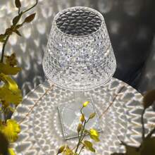 1 Pcs LED Wine Cup Shape Crystal Table Lamp 3 Light Color Dimmable LED Bedside Lamp Night Light USB Power/Rechargeable Room Decor Desk Lamp For Bedroom Living Room Bathroom Hotel Bar - 暖白/自然白/冷白 - 查看 6