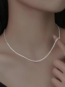 1pc S925 Sterling Silver Starry Sky Shiny Scales Necklace For Women, New Design, Simple & Unique, High-End, Versatile, Delicate Choker Necklace, Fashionable Gift