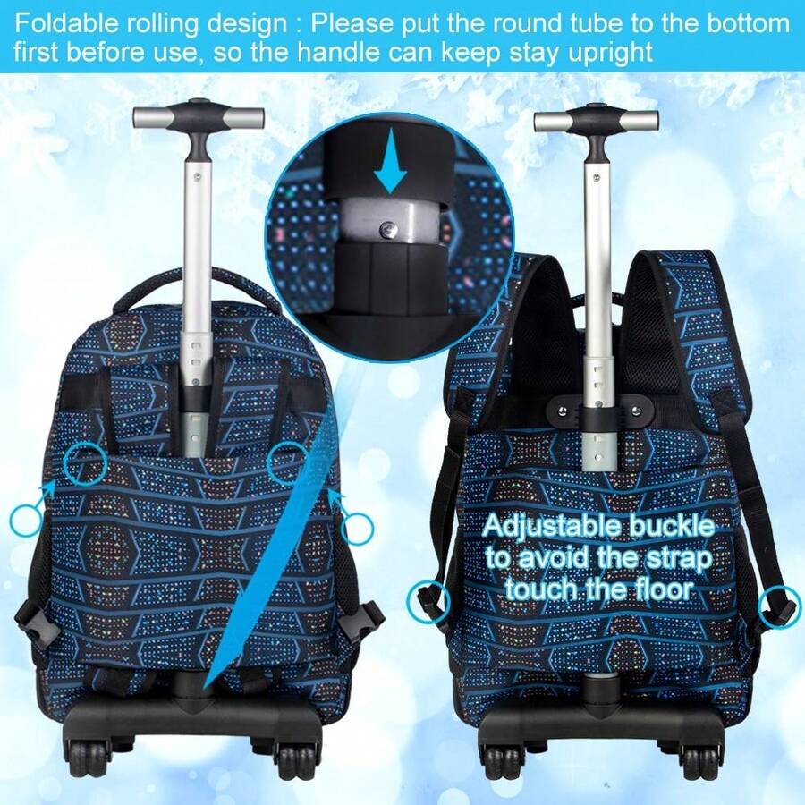 3PCS Soccer Rolling Backpack For Boys, Kids School Backpacks With