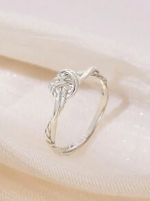 Stylever 1 pezzo Anello singolo con nodo e torsione, gioielli da donna, in argento sterling S925, anello vintage, gioielleria fine, regalo per ragazze, decorazione estiva quotidiana