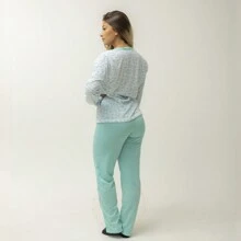 Long Nursing Pajamas Total Comfort - Practicality And Softness 100% Polyester - màu xanh lá - Xem 2