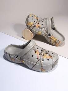 男士休闲穿孔时尚图案轻便防滑凉鞋 - 灰色 - 查看 3