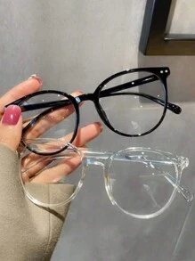 2 件套女士圆框时尚眼镜，女士电脑/游戏/电视/手机眼镜，防眼疲劳，裸脸时尚眼镜，男女通用运动日常眼镜，适合日常生活眼镜配件女士