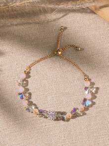 1 件时尚 INS 风格水晶和玻璃串珠蝴蝶可调节女士手链 - 彩色 - 查看 18