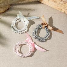 3 件/套 4 毫米/6 毫米/8 毫米简约仿珍珠女式手链 - 彩色 - 查看 6