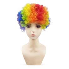 1 pieza Peluca de cabello explosivo y colorido, tocado con estilo de pelo de payaso para Halloween, accesorio de disfraz para fiesta de disfraces, sombrero de pelo rizado y esponjoso, adecuado para eventos escolares, reuniones con amigos, festivales, artículos de fiesta divertidos, accesorio para fotografía