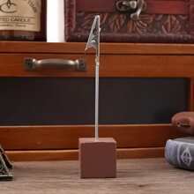 1 件可爱彩色桌面摆件原木垂直便签夹照片标签夹照片留言鳄鱼夹，木制立方体底座便签夹支架带鳄鱼夹扣，适合婚礼派对展示