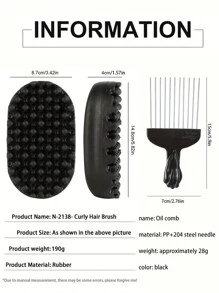 2pcs Black Hair Combs, Silicone Magic Twist Comb, Detangling Comb, Mini Portable Easy To Wash Curly Hair Styling Comb, African Curly Hair Comb, Durable Washable Non-Slip Styling Tool, Suitable For Home Salon Use For Men And Women, Twist Curly Hair Styling Portable, Washable, Durable, Suitable For Curly Hair, Made Of Rubber And Plastic, Specially Designed For Black Hair Styling - Black 2pcs - View 10
