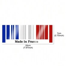 Made In France Flag Bar Code Car Reflective Stickers PVC Decal For Mini Cooper R55 R56 F54 F56 Nissan Navara NP300 Qashqai Juke Universal - 20x7cm/7.87x2.75inch - View 8