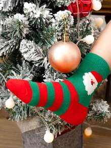 5 Pairs Kids Christmas Socks With Cartoon Santa Claus, Polka Dot & Christmas Tree Patterns, Suitable For Christmas, Party - Multicolor - View 6