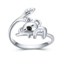 Anillo con diseño de hoja y koala inspirado en el estilo vintage - de aleación, perfecto para atuendos casuales y como regalo de Acción de Gracias