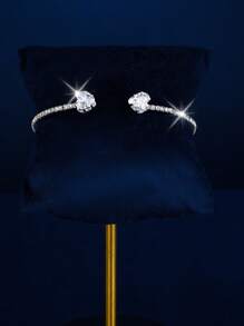 Women's Pendant Necklace Fashion Rhinestone Heart-Shaped Collar Simple Open Collar Silver Necklace Women's Pendant Necklace Jewelry Set