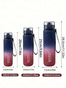 1pc Gradient Plastic Sports Water Bottle, Portable Water Bottle For Outdoor Activities - Black and White - View 8