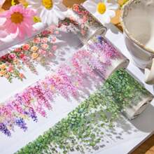have a good day 1 rouleau de 200 cm (78,74 pouces) d'autocollants en rouleau sur le thème des fleurs et de la vigne. Décoration de découpe, journalisation personnalisée, décoration esthétique, matériel de scrapbooking, album photo DIY, collage, cartes, fournitures de bureau et scolaires