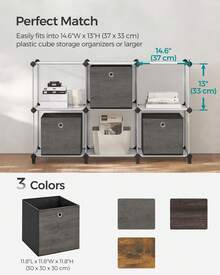 SONGMICS Storage Cubes, Set Of 6 Storage Bins With Handles, Foldable Oxford Fabric And Non-Woven Fabric Storage Boxes, 11.8x11.8x11.8 Inches, Fit Cube Storage Unit - 灰色 - 查看 5