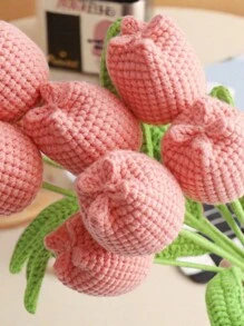 1pc,DIY Crochet Tulip Gift, DIY Artificial Flowers Bouquet Handmade Knitted Tulip Bouquet Crochet Flower Bouquet Gift For Women, Valentine Day, Gift Gifts Birthday Graduation - Multicolor - View 11