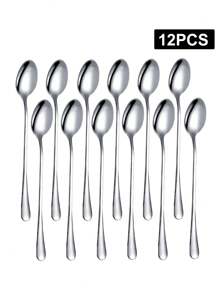 2/4/6/12pcs Stainless Steel Long Handle Ice Scoop, Mixing Spoon, Bartender Spoon, Suitable For Home, Cafe, Bar, Party Christmas Gift,School Supplies - Silver - View 8