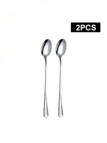 2/4/6/12pcs Stainless Steel Long Handle Ice Scoop, Mixing Spoon, Bartender Spoon, Suitable For Home, Cafe, Bar, Party Christmas Gift,School Supplies - Silver - View 5