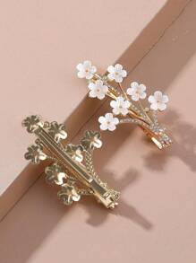 1/2 piezas Pinzas de pelo con cristales y flores elegantes para mujer, accesorios para el cabello, para fiestas, accesorios para el cabello para mujeres - Multicolor - Ver 2
