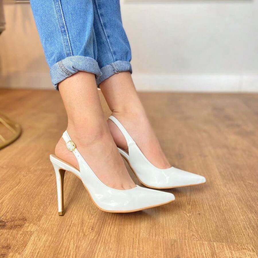 Women's Open Toe Pumps With 11cm Thin Heel Angela Galvão 2 - White - View 1