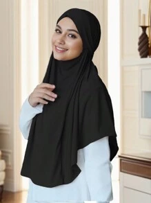 1 pieza Pañuelo de cabeza multiusos de unicolor estilo malayo, máscara, turbante, velo, accesorio de abaya, transpirable y suave para uso diario - Turbante de máscara facial atado malayo - Ver 14