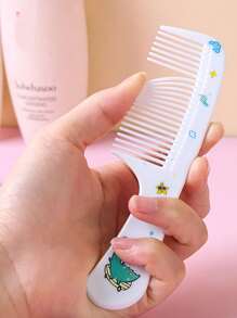 2pcs/Set Cute Cartoon Animal Style Anti-Static Hair Brush Set, Wide Tooth Comb & Fine Teeth Tail Comb For Baby Toddlers & Kids