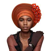 Traditional African & South American Layered Floral Headdress, Nigerian Gele Headwrap, Suitable For Daily Wear, Weddings, Parties, Gatherings, And Ideal Mother's Day Gift