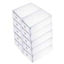 20X Clear Plastic Shoe Storage Boxes Drawer Stackable Foldable Durable Organiser