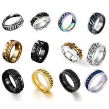 12 件时尚旋转链条旋转不锈钢戒指男女混合风格抗压力多功能戒指开瓶器戒指俱乐部礼物 - 12條鏈條不銹鋼轉動戒指 - 查看 3