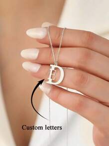 Customized 18K Gold Plated Stainless Steel Double Letter Pendant Necklace - Elegant Simple Design Letter Pendant Necklace Couple Gift Handmade Initial Necklace Birthday Gift Christmas Gift For Her Him,Silver,Stylish,Colorful,Vintage,Unisex,Hipster,Simple,Casual,Custom,Personalized,Unique,Ideal Gifts For Him,Ideal Gifts For Her,Her,Boyfriend,Girlfriend,Dad,Mom,Family,Friends,For Anniversaries,For Birthdays,For Graduation,For Prom,For Party,Necklaces For Women