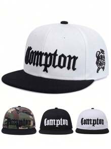 1 pieza Gorra de béisbol para hombre Compton con bordado de letras, estilo callejero de hip-hop deportivo al aire libre - camuflaje - Ver 1
