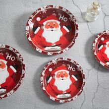 Juego de vajilla desechable de Papá Noel estilo HO, platos de 7/9 pulgadas para fiesta de Navidad, regalos para fiestas navideñas, decoración para celebraciones, platos de papel desechables, apropiado para suministros de fiestas con temática navideña. - Multicolor - Ver 4