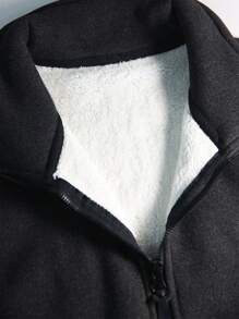 Herren Thermofutter Weste, stehender Kragen, ärmelloses Strickjacke, Winter - Schwarz - Übersicht 5