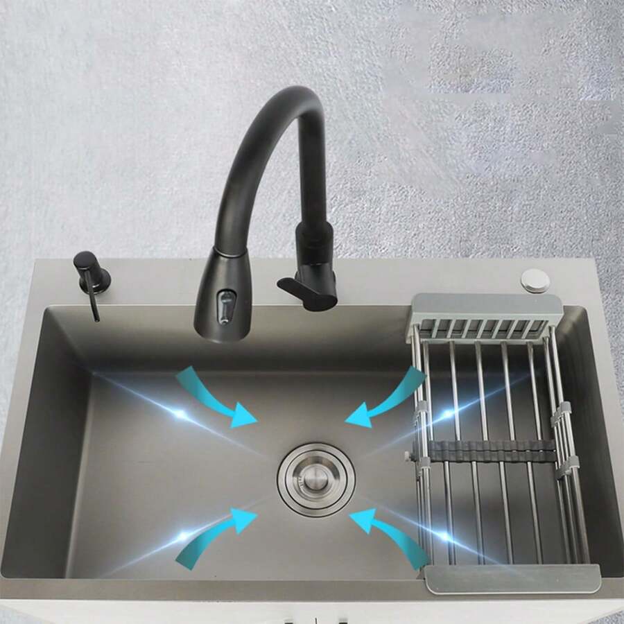 Utility Laundry Sink With And PullOut Sprayer Faucet, Stainless Steel Utility Sink