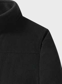 Chaqueta de forro polar para hombres para primavera y otoño, chaqueta con cuello alto, cardigan acolchado con aislamiento térmico, forro polar polar de doble cara, talla grande para uso en exteriores