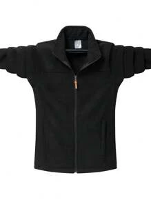Chaqueta de forro polar para hombres para primavera y otoño, chaqueta con cuello alto, cardigan acolchado con aislamiento térmico, forro polar polar de doble cara, talla grande para uso en exteriores