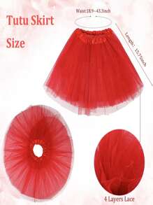 1 pieza Falda de tul con 4 capas y forro para mujer adulta, disfraz retro de los 80 para correr, fiesta de Navidad, ballet. Falda de tutú esponjosa y colorida para niñas, de un solo color para primavera, verano, otoño, invierno, Halloween y Navidad